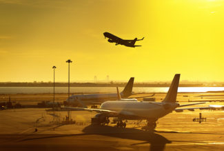 Airplanes taking off at JFK